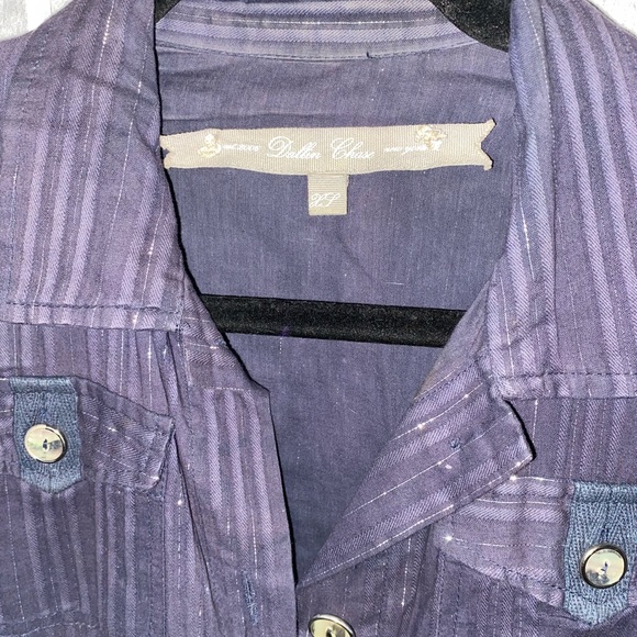 Vintage dallin chase button up pin stripe metallic dress - Picture 2 of 5